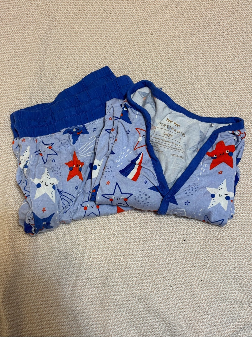 Little Sleepies Light Blue Star Print Pajama Set